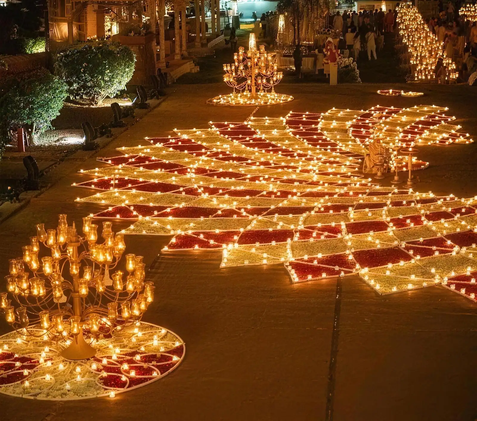 Festival lamp installation, aerial view